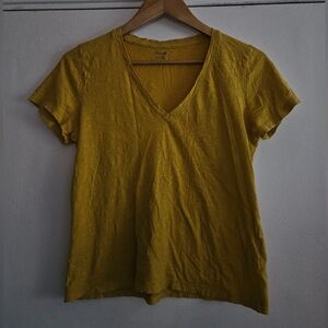 Madewell Women's Mustard Yellow Vneck Cotton T-shirt Size Medium